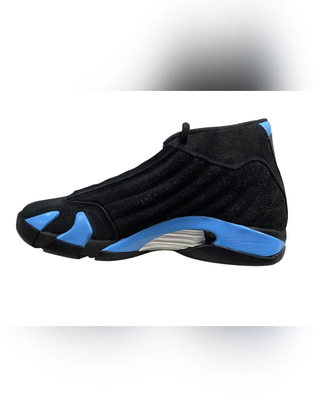 Air Jordan 14 Retro Black and University Blue Sneakers